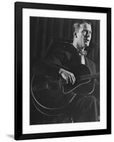 Eddie Condon Playing His Quitar During Jazz Concert at Town Hall-Gjon Mili-Framed Premium Photographic Print