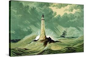 Eddystone Lighthouse, C1850-null-Stretched Canvas
