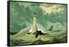 Eddystone Lighthouse, C1850-null-Framed Stretched Canvas