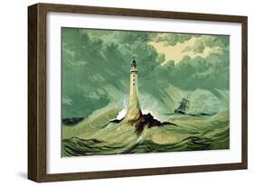 Eddystone Lighthouse, C1850-null-Framed Giclee Print