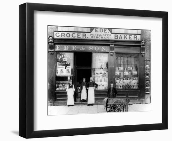 Ede and Son Grocer, Wine and Beer Merchant, Baker, C.1890-null-Framed Photographic Print