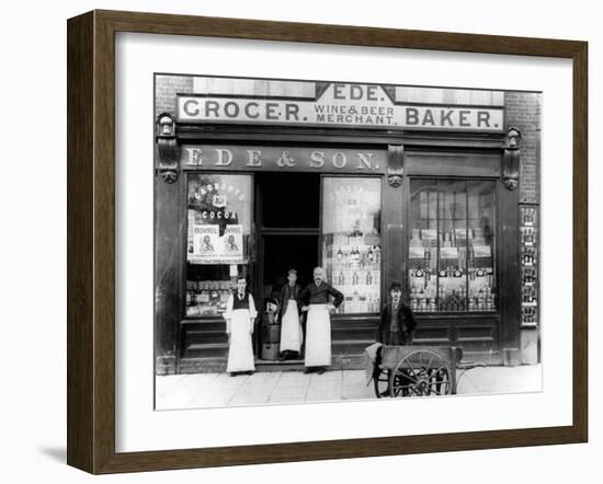 Ede and Son Grocer, Wine and Beer Merchant, Baker, C.1890-null-Framed Photographic Print