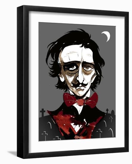 Edgar Allan Poe - colour caricature-Neale Osborne-Framed Giclee Print