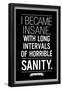 Edgar Allan Poe Horrible Sanity Quote-null-Framed Poster