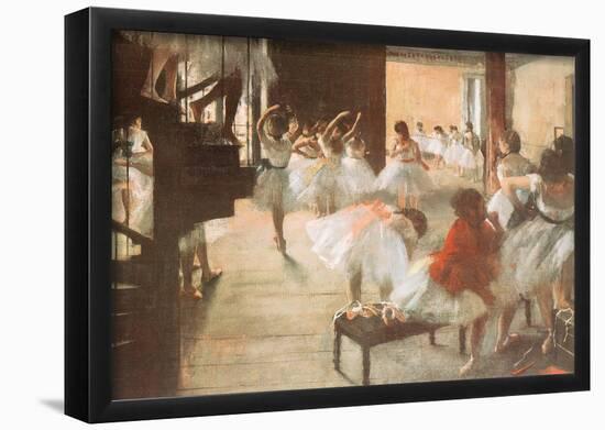 Edgar Degas Ballet Rehearsal Art Print Poster-null-Framed Poster