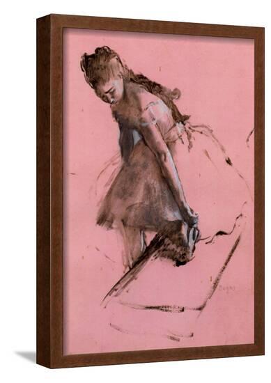 Edgar Degas Dancer Slipping on her Shoe Art Print Poster--Framed Poster