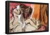 Edgar Degas Seated Female Nude on a Chaise Lounge Art Print Poster-null-Framed Poster