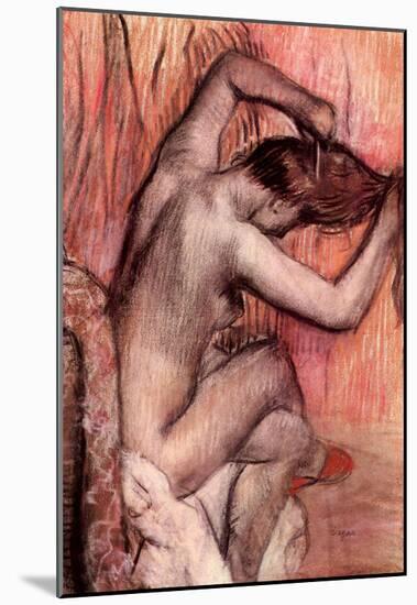 Edgar Degas Sitting and Brushing Art Print Poster-null-Mounted Poster