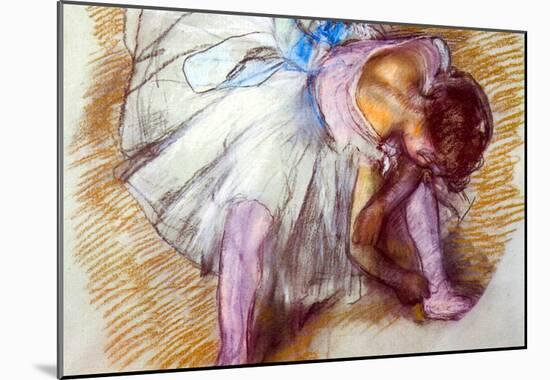 Edgar Degas Sitting Dancer Lacing her Slipper Art Print Poster-null-Mounted Poster