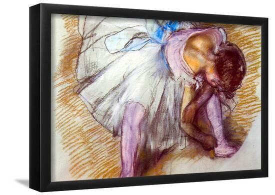 Edgar Degas Sitting Dancer Lacing her Slipper Art Print Poster--Framed Poster