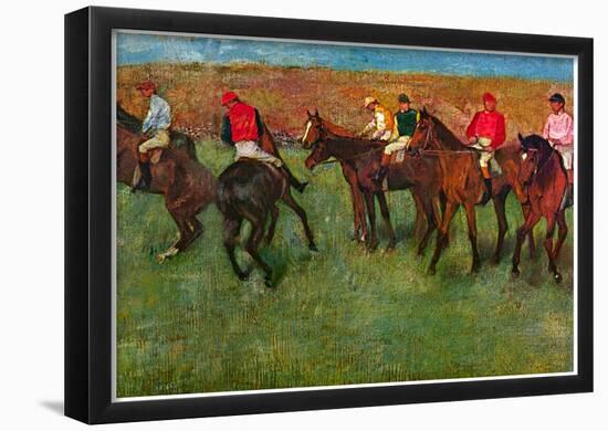 Edgar Germain Hilaire Degas (Horse race before the start) Art Poster Print-null-Framed Poster