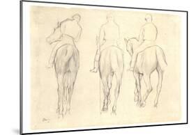 Edgar Germain Hilaire Degas (Three jockeys study of a horseback) Art Poster Print-null-Mounted Poster