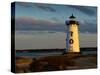 Edgartown Lighthouse at Christmas on Martha's Vineyard at Sunset-James Shive-Stretched Canvas
