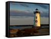 Edgartown Lighthouse at Christmas on Martha's Vineyard at Sunset-James Shive-Framed Stretched Canvas