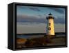 Edgartown Lighthouse at Christmas on Martha's Vineyard at Sunset-James Shive-Framed Stretched Canvas