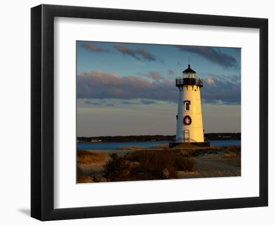 Edgartown Lighthouse at Christmas on Martha's Vineyard at Sunset-James Shive-Framed Photographic Print