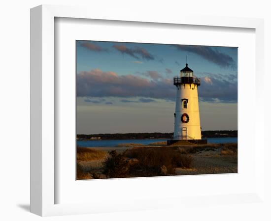 Edgartown Lighthouse at Christmas on Martha's Vineyard at Sunset-James Shive-Framed Photographic Print