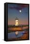 Edgartown Lighthouse at Dusk with the Moon Rising Behind-Jon Hicks-Framed Stretched Canvas