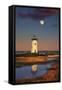 Edgartown Lighthouse at Dusk with the Moon Rising Behind-Jon Hicks-Framed Stretched Canvas