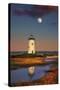 Edgartown Lighthouse at Dusk with the Moon Rising Behind-Jon Hicks-Stretched Canvas