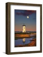 Edgartown Lighthouse at Dusk with the Moon Rising Behind-Jon Hicks-Framed Photographic Print