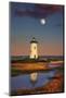 Edgartown Lighthouse at Dusk with the Moon Rising Behind-Jon Hicks-Mounted Photographic Print