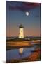 Edgartown Lighthouse at Dusk with the Moon Rising Behind-Jon Hicks-Mounted Photographic Print