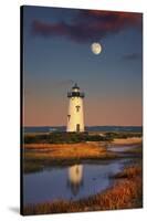 Edgartown Lighthouse at Dusk with the Moon Rising Behind-Jon Hicks-Stretched Canvas