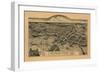 Edgartown, Massachusetts - Panoramic Map-Lantern Press-Framed Premium Giclee Print