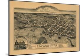 Edgartown, Massachusetts - Panoramic Map-Lantern Press-Mounted Art Print