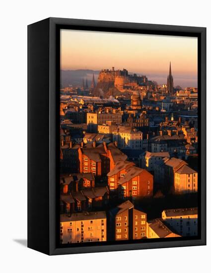 Edinburgh Castle and Old Town Seen from Arthur's Seat, Edinburgh, United Kingdom-Jonathan Smith-Framed Stretched Canvas