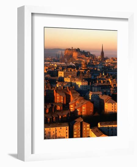 Edinburgh Castle and Old Town Seen from Arthur's Seat, Edinburgh, United Kingdom-Jonathan Smith-Framed Photographic Print