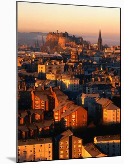Edinburgh Castle and Old Town Seen from Arthur's Seat, Edinburgh, United Kingdom-Jonathan Smith-Mounted Photographic Print
