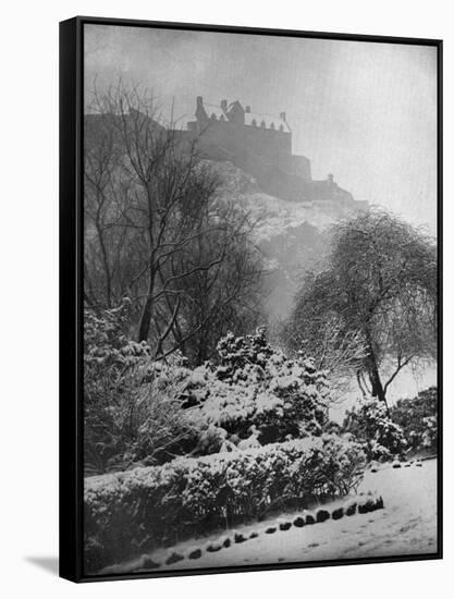 Edinburgh Castle in the Snow, from Princes Street Gardens, Scotland, 1924-1926-W Reid-Framed Stretched Canvas