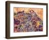 Edinburgh City Street Map-Michael Tompsett-Framed Art Print