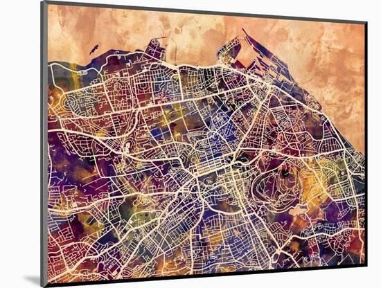 Edinburgh City Street Map-Michael Tompsett-Mounted Art Print