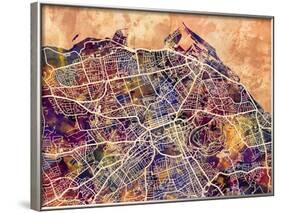 Edinburgh City Street Map-Michael Tompsett-Framed Art Print