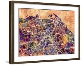 Edinburgh City Street Map-Michael Tompsett-Framed Art Print