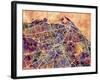 Edinburgh City Street Map-Michael Tompsett-Framed Art Print