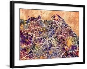 Edinburgh City Street Map-Michael Tompsett-Framed Art Print