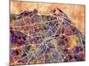 Edinburgh City Street Map-Michael Tompsett-Mounted Art Print