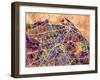 Edinburgh City Street Map-Michael Tompsett-Framed Art Print