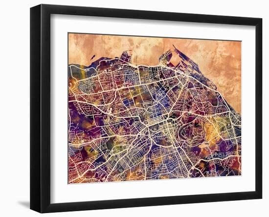 Edinburgh City Street Map-Michael Tompsett-Framed Art Print