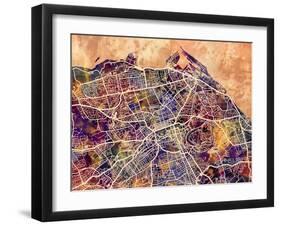 Edinburgh City Street Map-Michael Tompsett-Framed Art Print