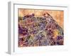 Edinburgh City Street Map-Michael Tompsett-Framed Art Print