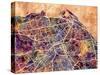 Edinburgh City Street Map-Michael Tompsett-Stretched Canvas