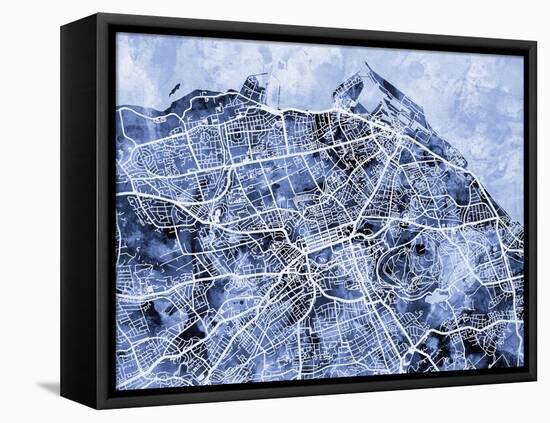 Edinburgh City Street Map-Michael Tompsett-Framed Stretched Canvas