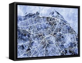 Edinburgh City Street Map-Michael Tompsett-Framed Stretched Canvas