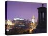 Edinburgh Cityscape at Dusk Looking Towards Edinburgh Castle, Edinburgh, Lothian, Scotland, Uk-Amanda Hall-Stretched Canvas