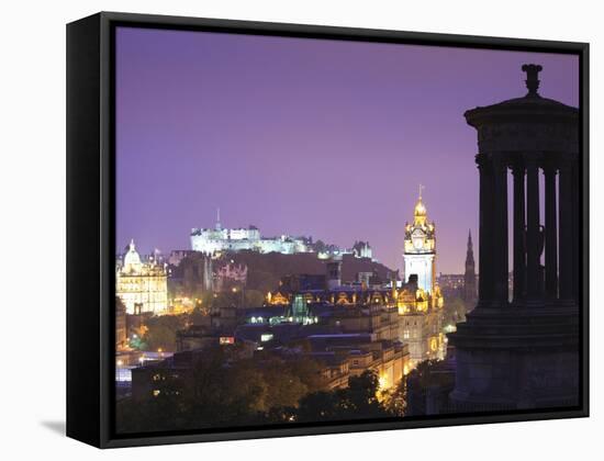 Edinburgh Cityscape at Dusk Looking Towards Edinburgh Castle, Edinburgh, Lothian, Scotland, Uk-Amanda Hall-Framed Stretched Canvas